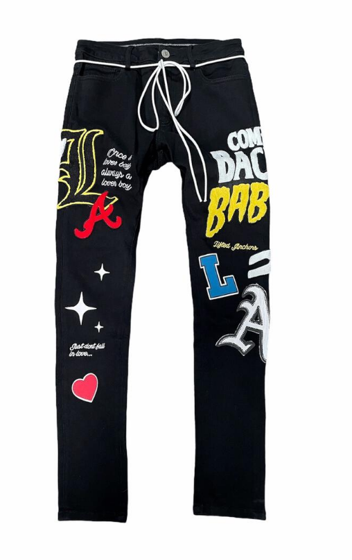 Lifted Anchors Boulevard Puff Print Denim Black