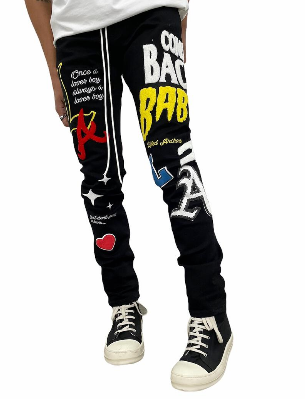 Lifted Anchors Boulevard Puff Print Denim Black