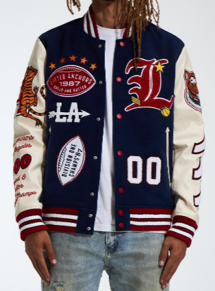 Lifted Anchors "Champion" Letterman Jacket Black