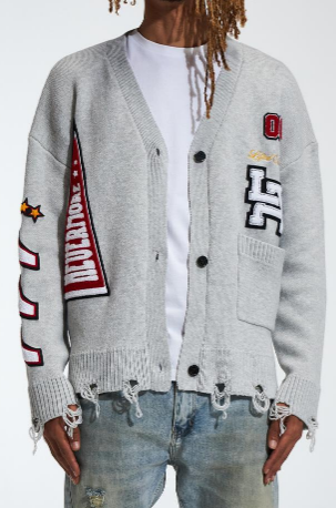 Lifted Anchors "Honors" Cardigan Light Grey