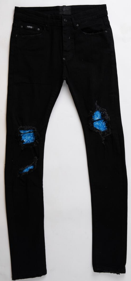 Mackeen Moto Jeans Black & Blue