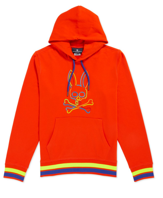 Psycho Bunny Barbon Neon Glow Hoodie Red