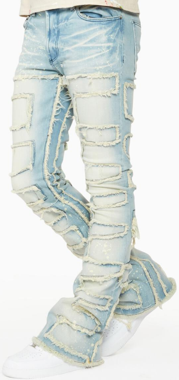 Rockstar Hake Blue Stacked Flare Jean