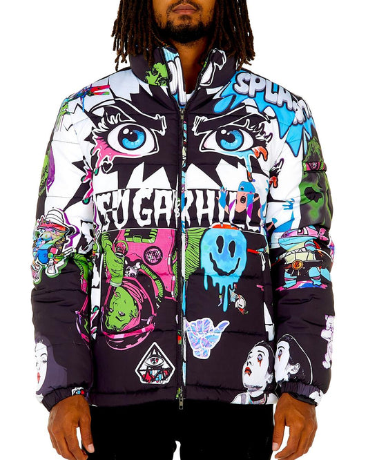 Sugar Hill Psycho Puffer Jacket (Black-White)