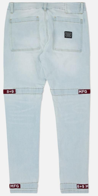8 & 9 Clothing Strapped Up Light Washed Jeans Maroon Straps
