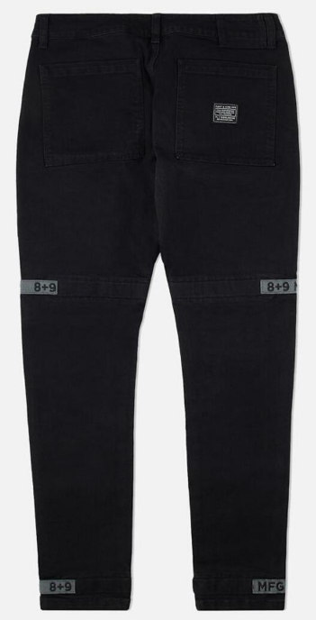 8 & 9 Clothing Jet Black Strapped Up Slim Jeans Grey Straps