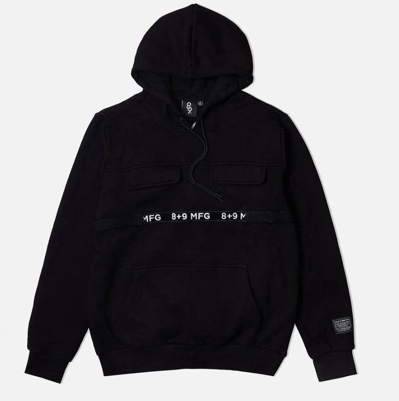 8 & 9 Strapped Up Hoodie (Black/White)